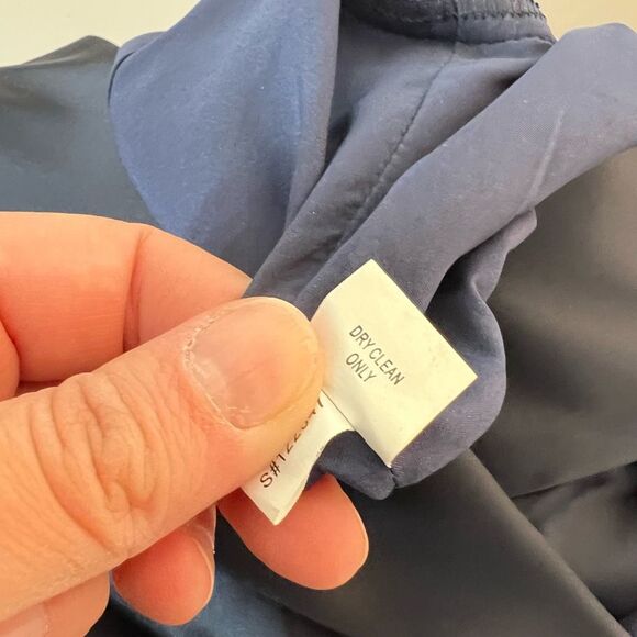 Kay Unger Navy Blue Satin Pleated 3/4 Sleeves Evening Dress Size 16 - Picture 10 of 11